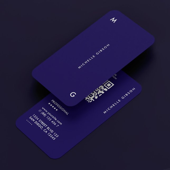 Cartão De Visita Mínimo Simples Azul Escuro Profissional (Professional Dark Blue Simple Minimal Business Card
)