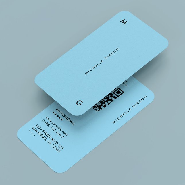 Cartão De Visita Mínimo Simples de Azul-Bebê Profissional (Professional Baby Blue Minimal Simple Business Card
)