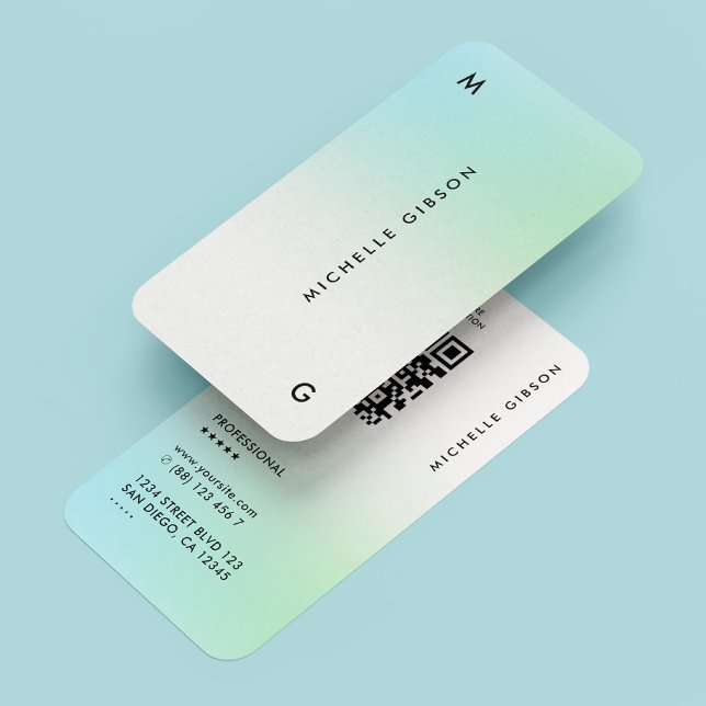 Cartão De Visita Mínimo Simples de Ombre de Teal Profissional (Professional Teal Ombre Minimal Simple Business Card
)