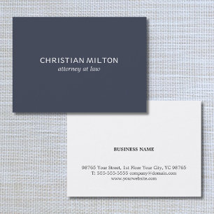 Cartão De Visita Mínimo, Simples Elegante Blue White Attorney