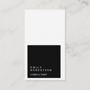 Cartão De Visita Mínimo Simples Linen Preto e Branco