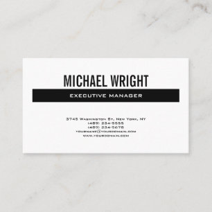 Cartão De Visita Mínimo Simples Simples Branco Negro