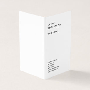 Cartão De Visita Mínimo Vertical Simples Preto e Branco Moderno