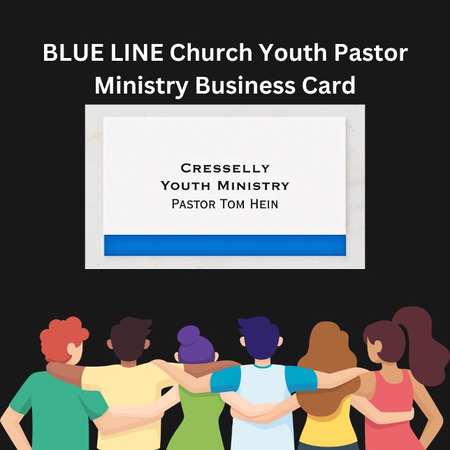 Cartão De Visita Ministro da Juventude da Igreja da LINHA AZUL (BLUE LINE Church Youth Pastor Ministry Business Card)