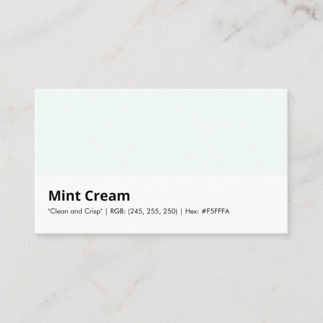 Cartão De Visita Mint Cream | "Limpo e nítido" (Frente)