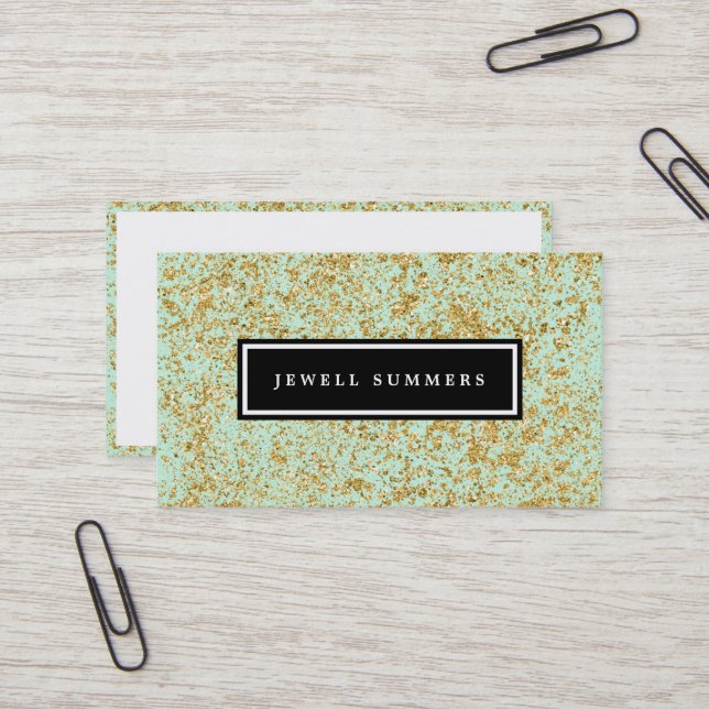 Cartão De Visita Mint & Faux Dourado Dust (Frente/Verso In Situ)