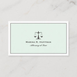 Cartão De Visita Mint Frame Attorney Justice Scale Professional