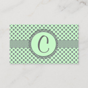 Cartão De Visita Mint Green With Grey Polka Dots-Monogram STaylor