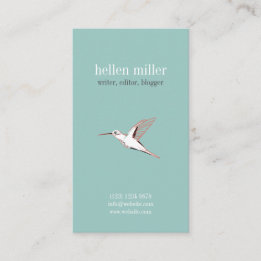 Cartão De Visita Mint hummingbird elegant minimal cute visit card