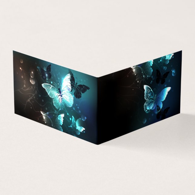 Cartão De Visita Mint Night Butterflies (Exterior)