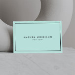 Cartão De Visita Mint/Preto de luxo minimalista<br><div class="desc">Um design elegante e refinado eleva o seu nome ou nome comercial através de um estilo mínimo e moderno. A fina borda preta é baseada em um fundo azul/verde da casa da moeda para dar uma sensação de luxo a este modelo cartão de visita clássico. © 1201AM CREATIVE</div>