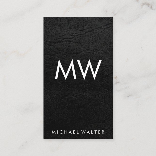 Cartão De Visita Minúscula Duas Letras Monograma Faux Leather (Frente)