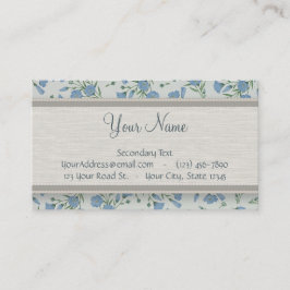 Cartão De Visita Miosótis azul floral e de mármore com monograma