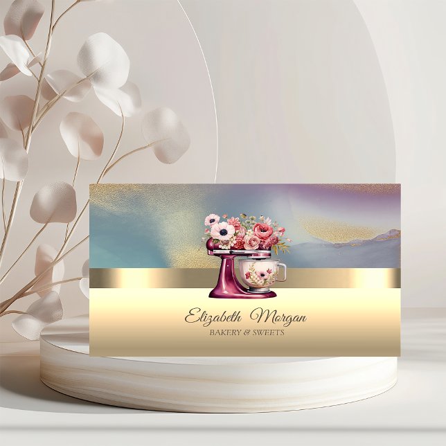 Cartão De Visita Mistura Vermelha Floral Profissional Elegante Dour (Criador carregado)