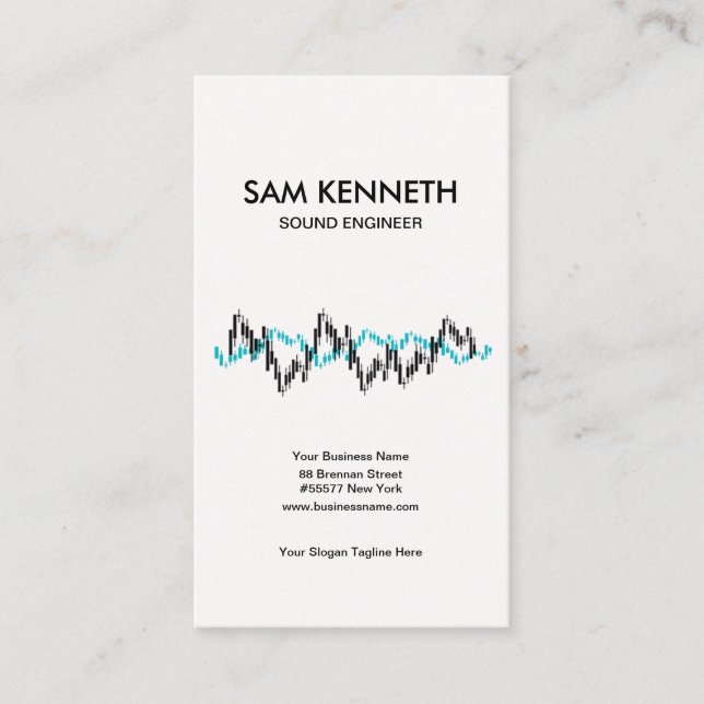 Cartão De Visita Misturador azul preto liso simples do áudio das (Frente)