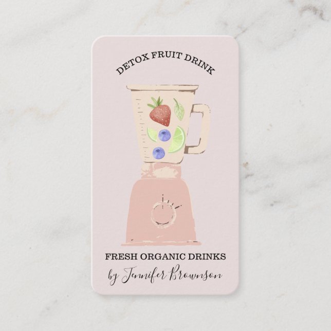 Cartão De Visita Misturador de Bebidas Detox Frescas do Fruta Rosa (Frente)