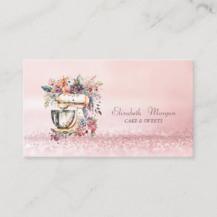 Cartão De Visita Misturador Floral em Aquarela com Efeito Bokeh Mod