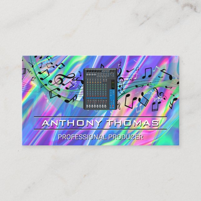 Cartão De Visita Misturador | Notas de som Informações líquidas col (Frente)