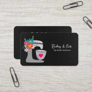 Cartão De Visita Misturador Simples Floral Bolo Padaria