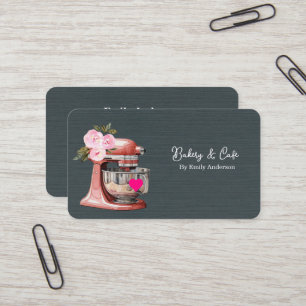 Cartão De Visita Misturador Simples Floral Bolo Padaria