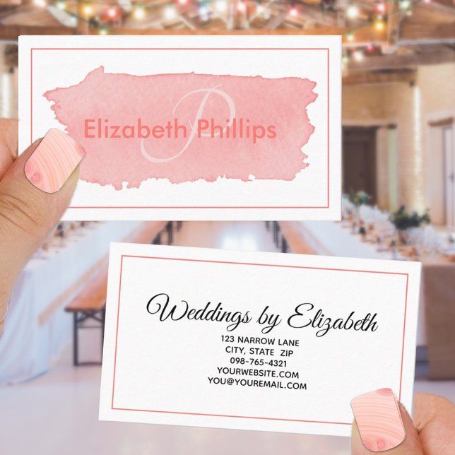 Cartão De Visita Misty Rosa Monograma Brushbird Na moda (Criador carregado)