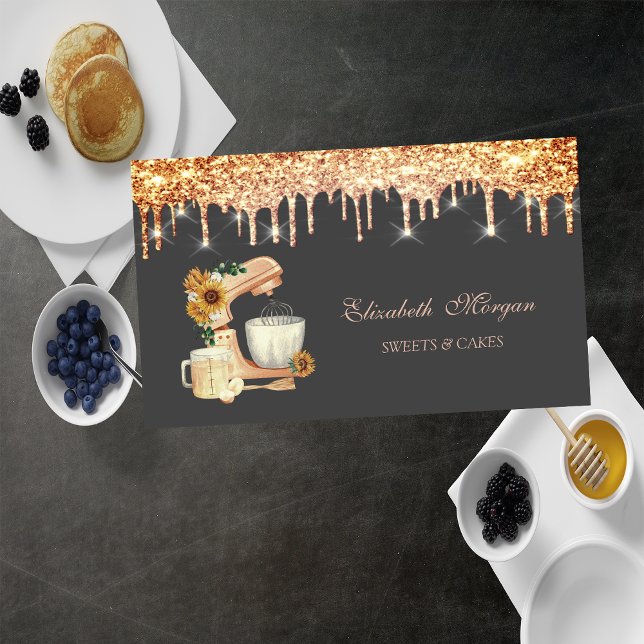 Cartão De Visita Mixer Sunflower Chic Drives Bakery (Criador carregado)