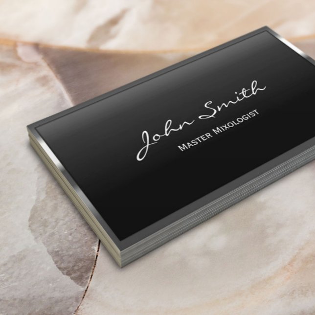 Cartão De Visita Mixologista de Borda Metálica Bar (Criador carregado)