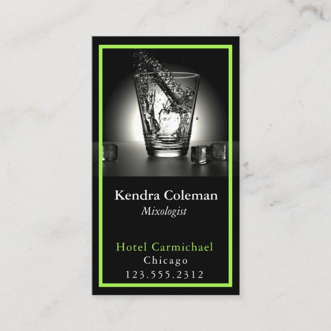 Cartão De Visita Mixologista Moderno de Sleek Personalizado Código  (Frente)
