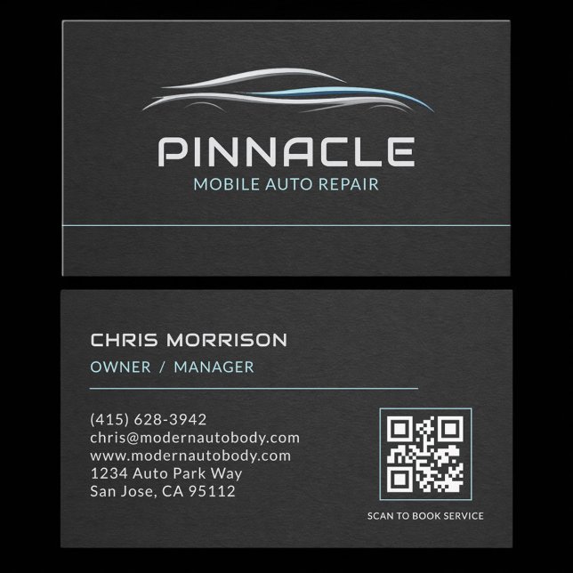 Cartão De Visita Mobile Auto Repair QR Code Professional (Criador carregado)