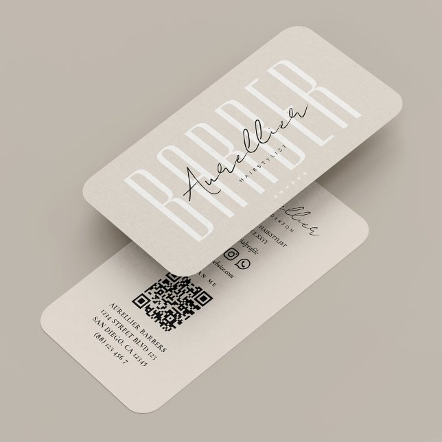 Cartão De Visita Mobile Barber Barbershop Sand Script Minimal (Mobile Barber Barbershop Sand Script Minimal Business Card
)