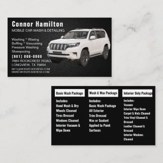 Cartão De Visita Mobile Car Wash & Detailing Pressure black leather
