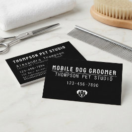 Cartão De Visita Mobile Dog Groomer Modern Bold Professional