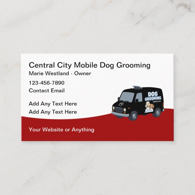 Cartão De Visita Mobile Dog Grooming Modern Business Cards (Frente)