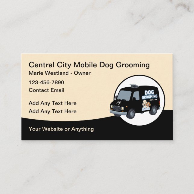 Cartão De Visita Mobile Dog Grooming Services Groomer (Frente)
