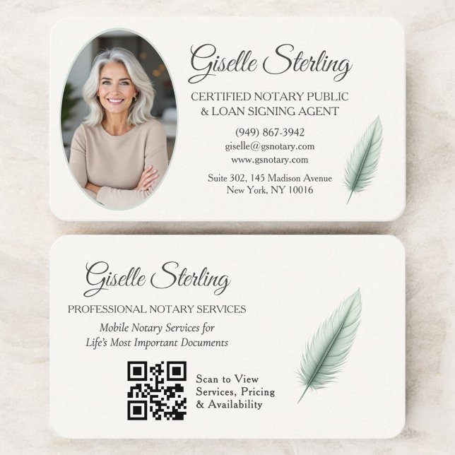 Cartão De Visita Mobile Notary QR Code Photo  (Criador carregado)