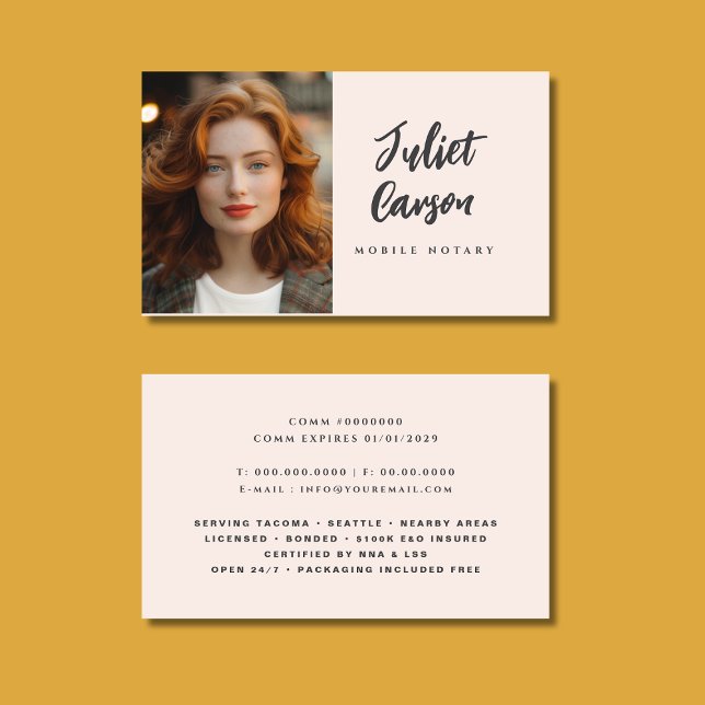 Cartão De Visita Mobile Notary Service Photo Business Card (Criador carregado)