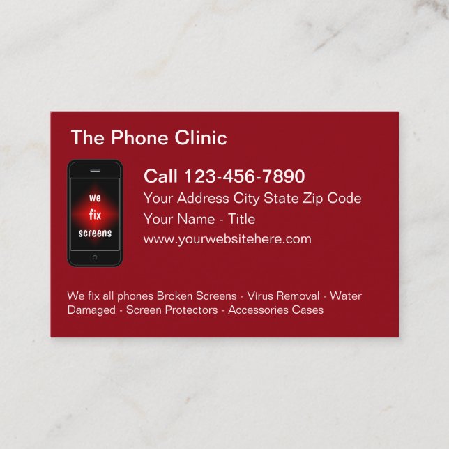 Cartão De Visita Mobile Phone Repair Modern Business Card (Frente)