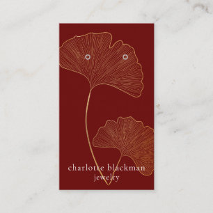 Cartão De Visita Mod Gingko Leaf QR Code Earring Red Display Card
