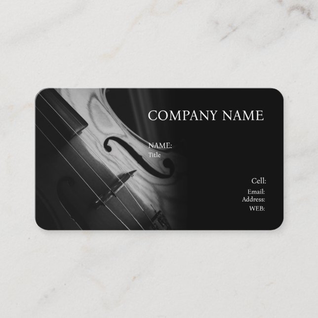 CARTÃO DE VISITA MODELO BÁSICO, VIOLIN. (Frente)