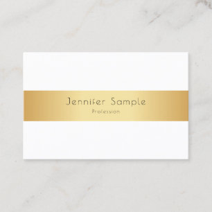 Cartão De Visita Modelo branco Dourado e elegante personalizado