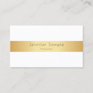 Cartão De Visita Modelo Branco Dourado Moderno Elegante Personaliza