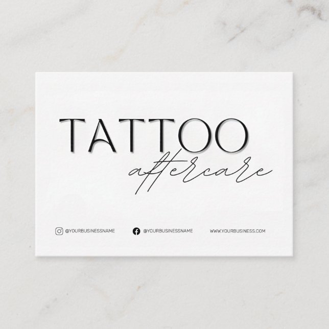 Cartão De Visita Modelo da placa de aftercare de tatuagem pessoal c (Frente)