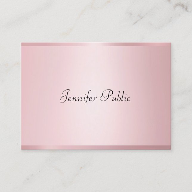 Cartão De Visita Modelo de Caligrafia Moderna Dourada na moda Rosa (Frente)