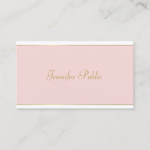 Cartão De Visita Modelo de chic rosa Dourado com script de mão ele