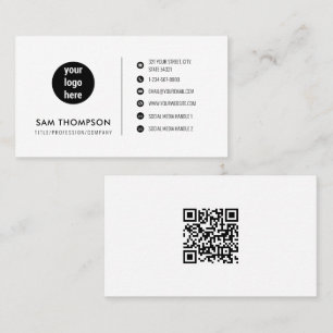 Cartão De Visita Modelo de Código QR de Mídia Social de Logotipo Em