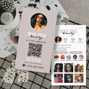 Cartão De Visita Modelo de Código QR do Influencer Photo Social Med