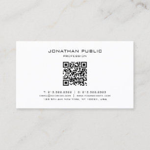Cartão De Visita Modelo de Código QR Simples Moderno Elegante e Ten