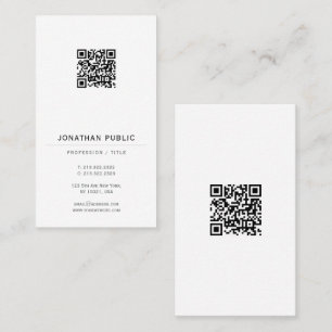 Cartão De Visita Modelo de Código QR Vertical Simples e Elegante Mo