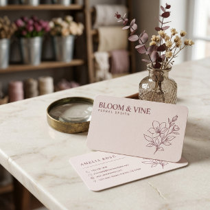 Cartão De Visita Modelo de Florista Floral Elegante