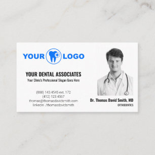 Cartão De Visita Modelo de Foto e Código QR de Dentista Moderno Bra
